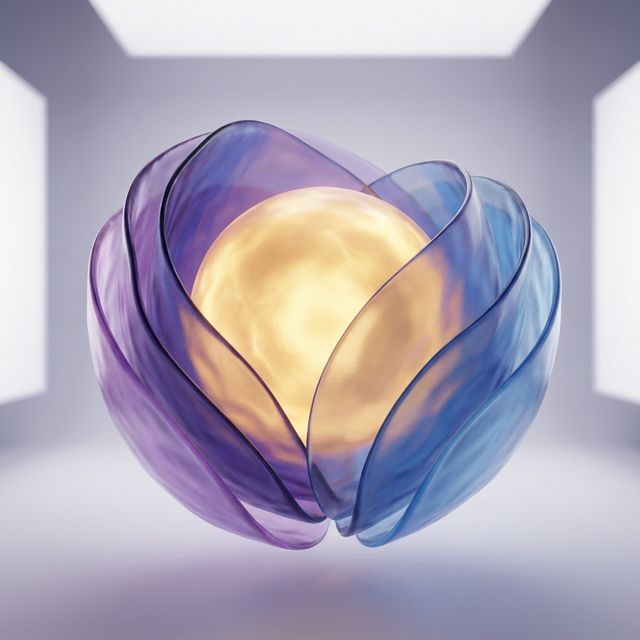 Abstract 3D illustration of an inner child light protected by glass shapes