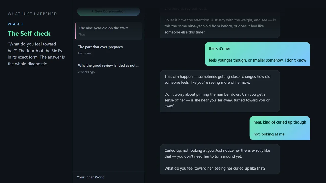 The Companion's chat interface mid-session, with method notes down the left side