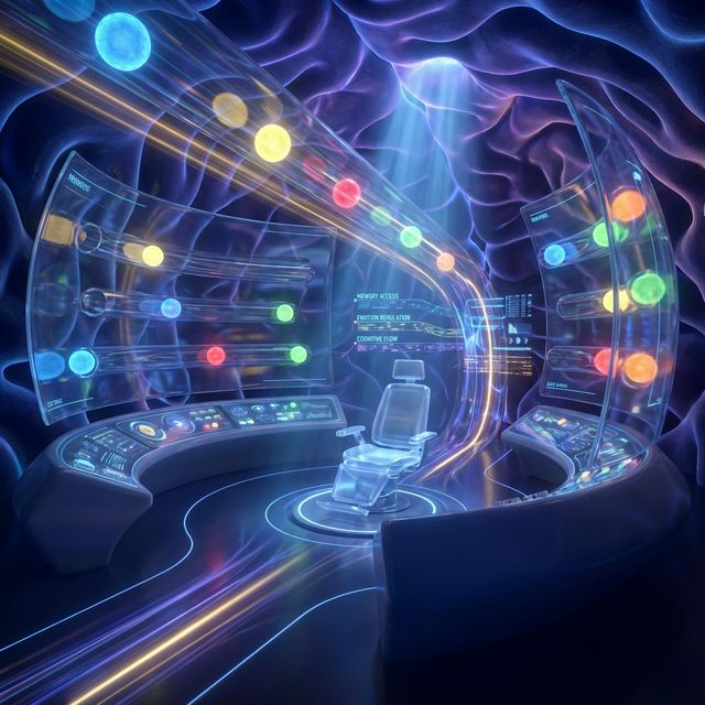 Futuristic mind control room representing emotional parts