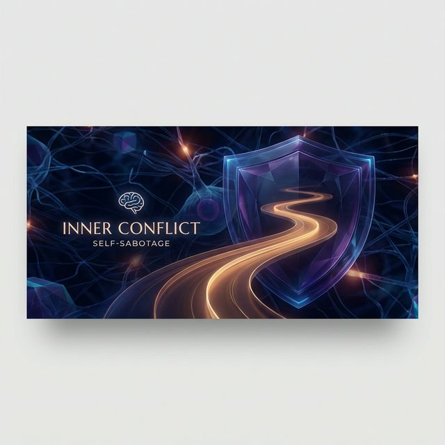 Abstract tug of war inside the mind representing self sabotage